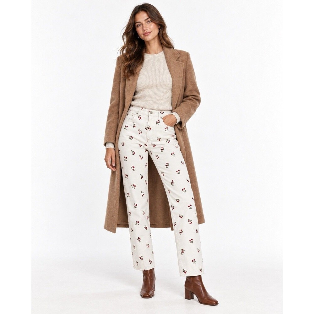 Reformation Cherries Embroidered Pants